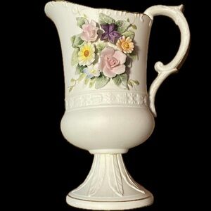Lefton Floral Embellished Ceramic Pitcher